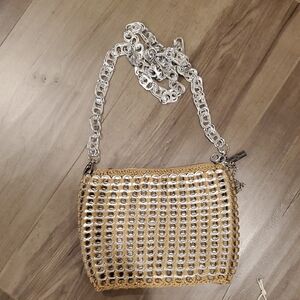 Elegant Silver and Tan Crossbody Bag